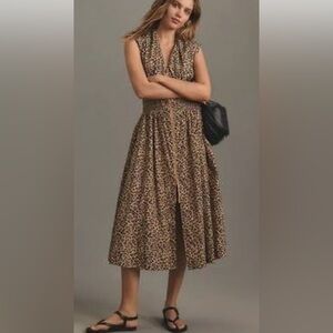 Anthropologie Tommie Zip-Front Dress - Animal Print - Size Small